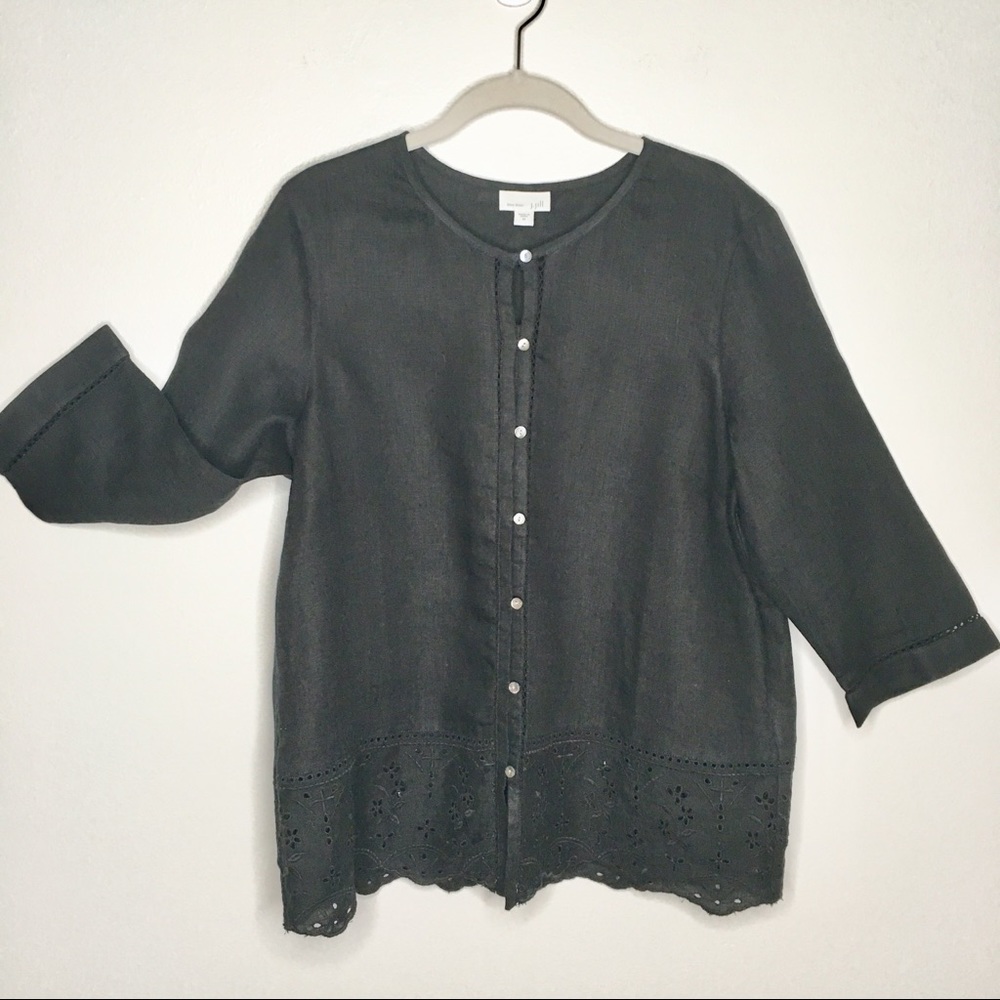 J.Jill Love Linen Blouse with Lace Detail NWOT
